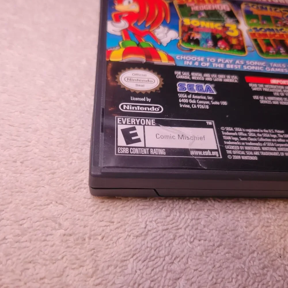 Sonic Classic Collection - Nintendo DS 2010 -Case and Insert ONLY -NO game